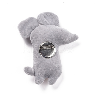Chinese Zodiac Sign Mouse Cotton & Non-Woven & Velvet Fabric Brooch JEWB-A003-04-1