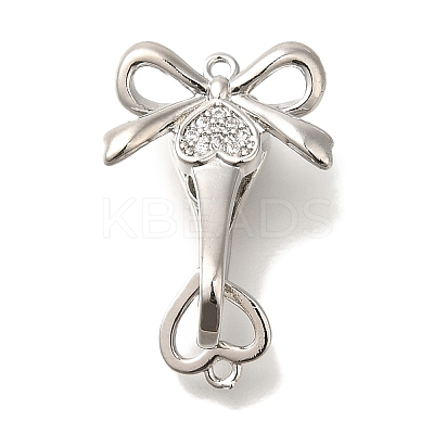 Brass Micro Pave Clear Cubic Zirconia Fold Over Clasps KK-K389-101P-1