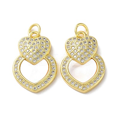 Valentine"s Day Brass Micro Pave Clear Cubic Zirconia Pendants KK-B083-41C-G-1