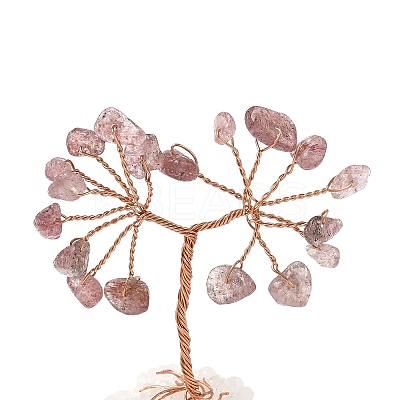 Natural Strawberry Quartz Chips Tree of Life Decorations DJEW-P022-01B-07-1