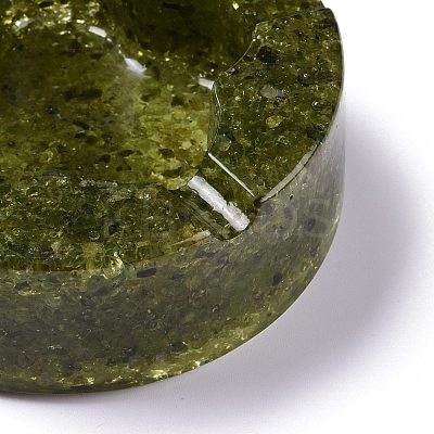 Resin with Natural Peridot Chip Stones Ashtray DJEW-F015-05C-1