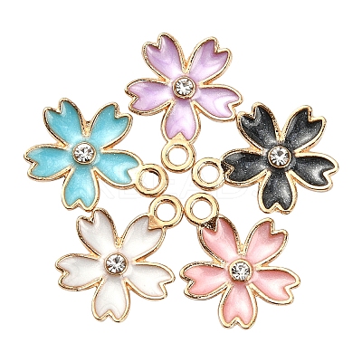 50Pcs 5 Colors Alloy Enamel Pendants ENAM-CJ0002-39-1