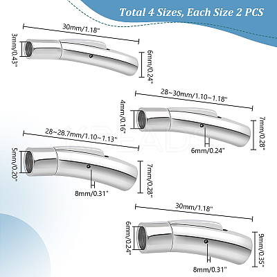 8Pcs 4 Styles 316 Surgical Stainless Steel & 304 Stainless Steel Bayonet Clasps STAS-GA0001-55-1