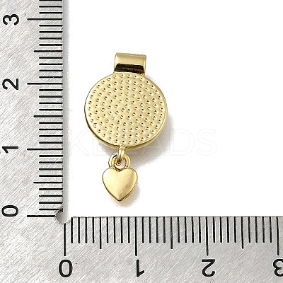 Brass Pave Natural White Shell Flat Round with Heart Pendants KK-C090-37G-05-1