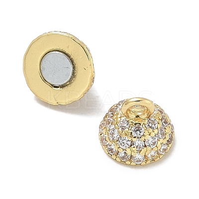 Rack Plating Round Brass Micro Pave Cubic Zirconia Magnetic Clasps KK-L224-070G-1