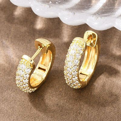 Ring Brass Micro Pave Clear Cubic Zirconia Hoop Earrings EJEW-D348-12G-1