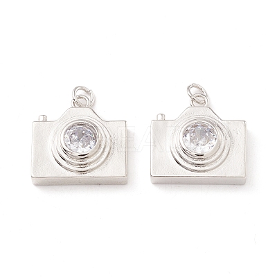 Brass Micro Pave Clear Cubic Zirconia Pendants ZIRC-P098-12P-1