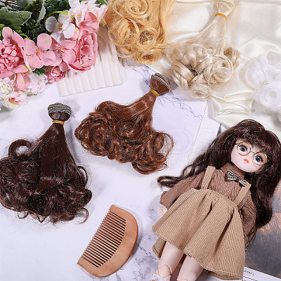 6Pcs 6 Styles High Temperature Fiber Long Pear Perm Hairstyle Doll Wig Hair DIY-GL0005-63A-1