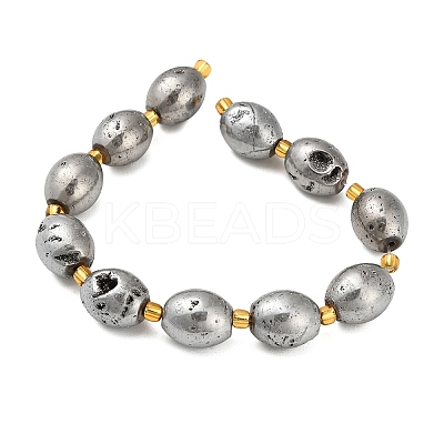 Electroplated Natural Druzy Geode Crystal Beads Strands G-F833-O01-01D-1