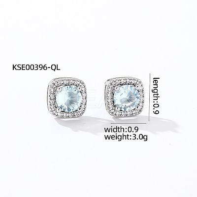 Elegant Zircon Square Stud Earrings for Women TY1635-10-1