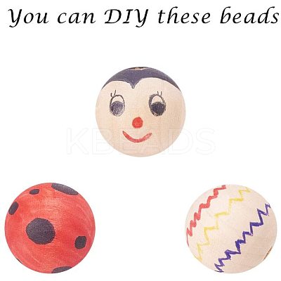 Unfinished Wood Beads WOOD-PH0008-17-WH-1