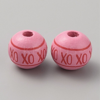 Printed Wood European Beads WOOD-CJC0011-05-1