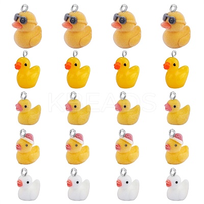 20Pcs 5 Styles Flocky Opaque Resin Pendants RESI-SZ0001-77-1