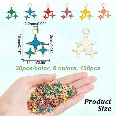 120Pcs 6 Colors Alloy Enamel Pendants ENAM-AR0001-45-1