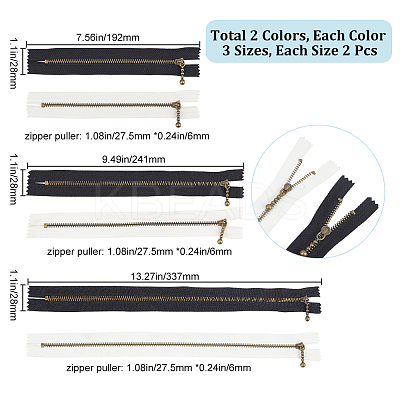 12Pcs 6 Style Nylon Closed-end Zipper DIY-GF0006-86-1