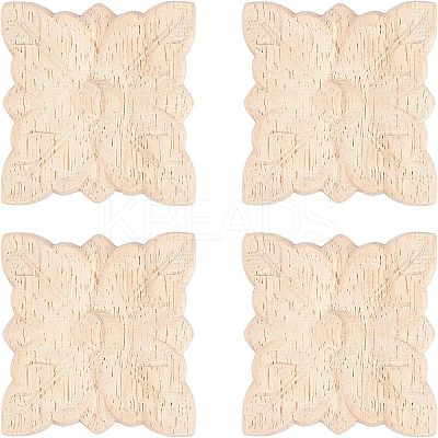 Natural Solid Wood Carved Onlay Applique Craft WOOD-FH0001-35-1