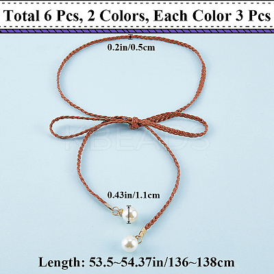 Imitation Leather Braided Chain Belts with Imitation Pearl AJEW-CP0008-67B-1