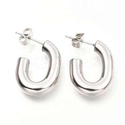 Tarnish Resistant 201 Stainless Steel Half Hoop Earrings EJEW-C501-16P-C-1