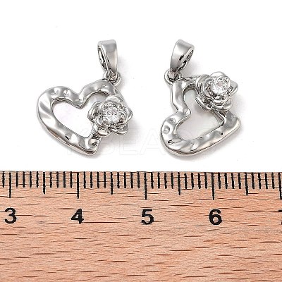 Brass Micro Pave Clear Cubic Zirconia Charms KK-B102-30P-1