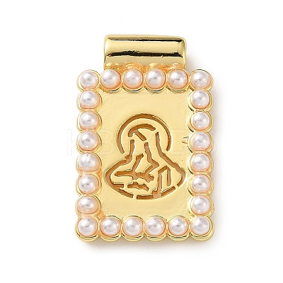 Brass & Plastic Pearl Pendants KK-L269-01G-03-1