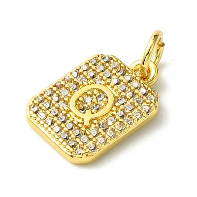 Rack Plating Brass Micro Pave Clear Cubic Zirconia Charms KK-G501-01Q-G-1