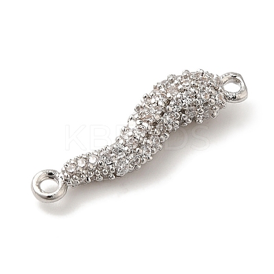 Rack Plating Brass Micro Pave Clear Cubic Zirconia Horn of Plenty/Italian Horn Cornicello Connector Charms KK-A229-04P-1