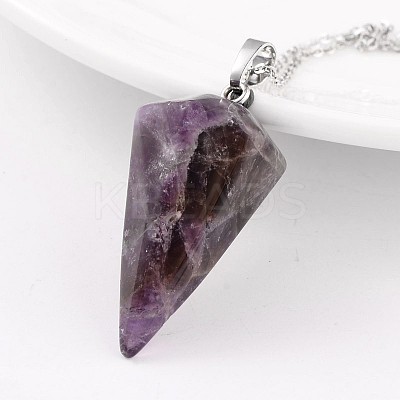 Cone Pendulum Platinum Tone Brass Amethyst Pendants X-G-F267-05G-1