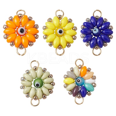 Glass & Lampwork Connector Charms PALLOY-YW0001-49-1