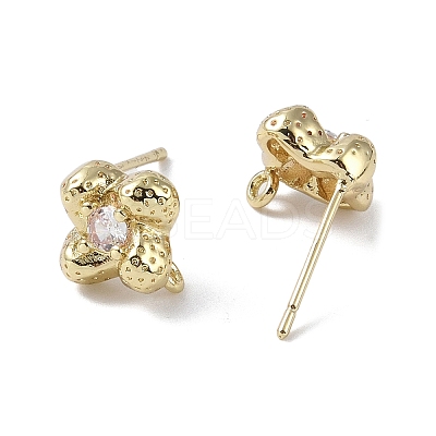 Brass with Cubic Zirconia Stud Earring Findings LS-KK-B087-11G-1
