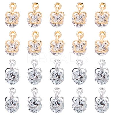 Alloy Clear Cubic Zirconia Charms ZIRC-PH0001-07-1