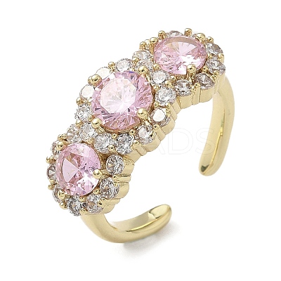 Brass Micro Pave Cubic Zirconia Cuff Rings RJEW-H256-01G-1