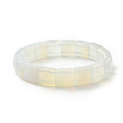 Square Opalite Beads Stretch Bracelets for Women Men BJEW-C097-06X-1