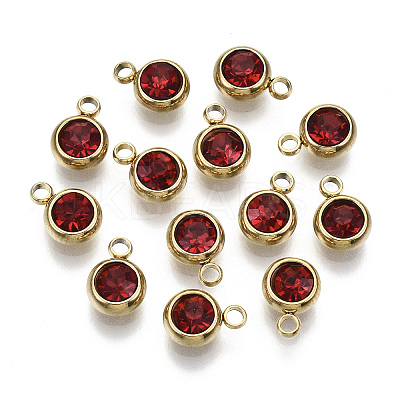 PVD Vacuum Plating 201 Stainless Steel Rhinestone Charms LS-X-STAS-S068-07G-1