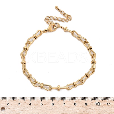 304 Stainless Steel Bowknot Link Anklets for Women AJEW-U025-02G-1