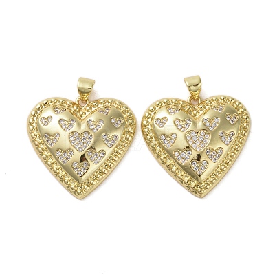 Brass Micro Pave Clear Cubic Zirconia Pendants KK-H466-08G-03-1