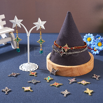 48Pcs 12 Styles Rack Plating Alloy Enamel Connector Charms FIND-TA0002-85-1