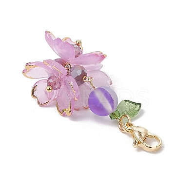 Flower Synthetic Moonstone & Glass Pendant Decorations HJEW-TA00337-01-1