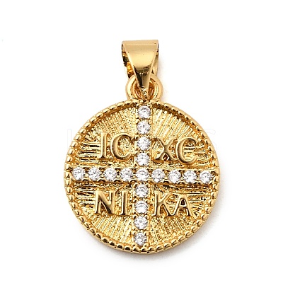 Brass Micro Pave Clear Cubic Zirconia Pendants KK-I360-055G-1
