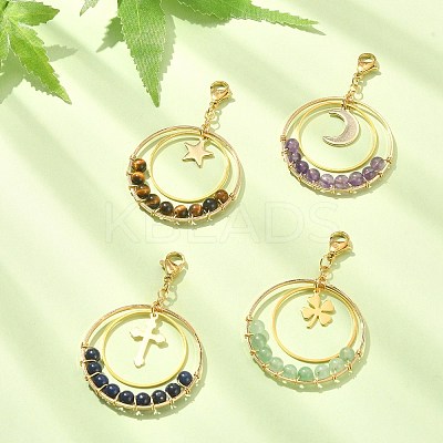 Wire Wrapped Gemstone Bead Pendant Decoration HJEW-TA00061-1