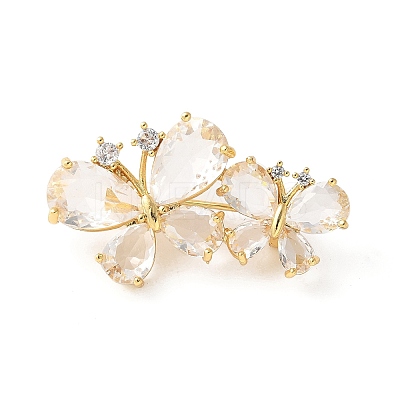 Butterfly Brass Pave Clear Cubic Zirconia Brooches for Backpack Clothes LS-JEWB-Z037-01G-1