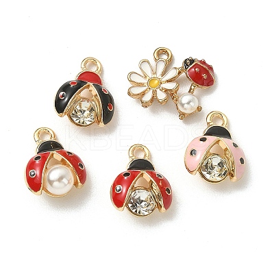 5Pcs 5 Styles Alloy Rhinestones Pendants ENAM-YW0003-37-1
