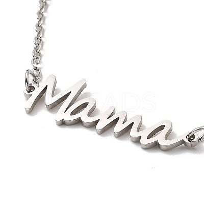 Non-Tarnish Mother's Day 304 Stainless Steel Ma Ma Link Chains Bracelets for Women BJEW-Q335-01A-P-1