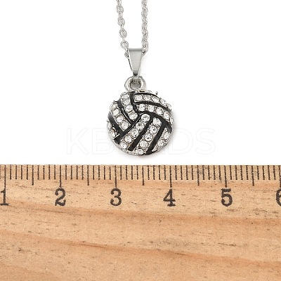 Zinc Alloy Crystal Rhinestone Sport Ball Pendant Cable Chain Necklaces NJEW-U024-01P-04-1