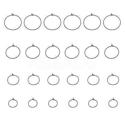 24Pcs 4 Size 316L Surgical Stainless Steel Hoop Earring Findings X1-STAS-ZZ0001-03EB-1