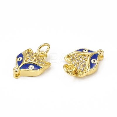 Brass Micro Pave Cubic Zirconia Charms KK-E068-VB029-2-1