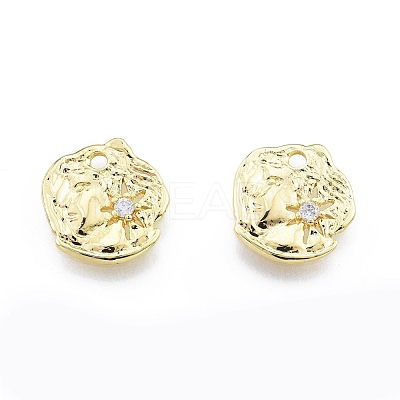 Brass Micro Pave Clear Cubic Zirconia Charms KK-C006-11G-1