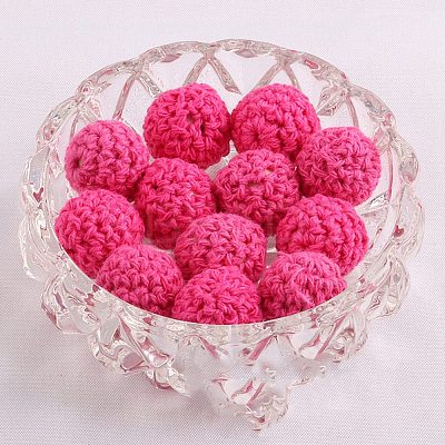 Handmade Woolen Macrame Wooden Pom Pom Ball Beads MAKN-PW0001-048C-1