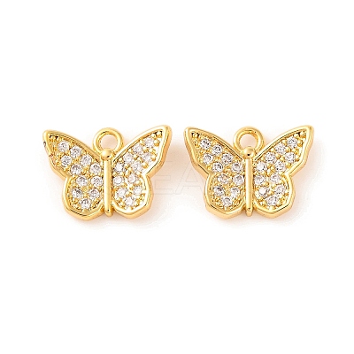 Brass Micro Pave Clear Cubic Zirconia Pendants KK-U017-04G-1