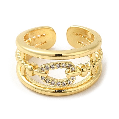 Rack Plating Real 18K Gold Plated Brass Hollow Teardrop Open Cuff Rings RJEW-B048-02G-1