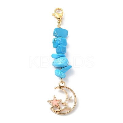 Synthetic Turquoise Chip Beaded Pendant Decorations HJEW-JM01194-01-1